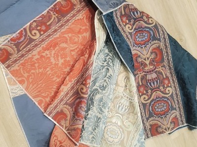 VTG Lot of 4 Weave Corporation ''Emperor'' Peacock Floral Jacquard Tapestry Sample