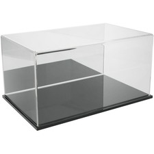 Plymor Clear Acrylic Display Case with Black Base Mirror Back , 16" x 10" x 8"