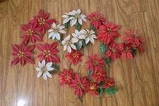 Lot Vintage Plastic Extra Large Christmas Poinsettia Floral Picks Decoration