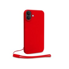 Coque semi-rigide avec dragonne amovible pour iPhone 16 - Rouge intense