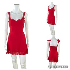 REFORMATION Red Christine Mini Dress Ruffles Coquette Size 2