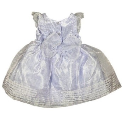 Blueberi Boulevard Girls Lavender Shimmer Organza Party Dress Faux Pearl Bow 12M
