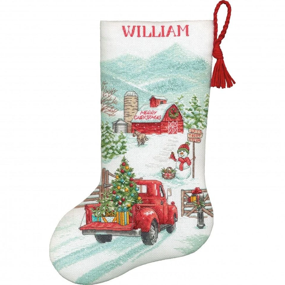 Dimensions Counted Cross Stitch Kit Stocking Holiday Farm