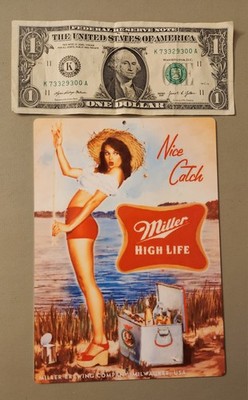 Miller High Life Nice Catch Collectible Tin Sign Breweriana Bar Decor 7 x 5 inch