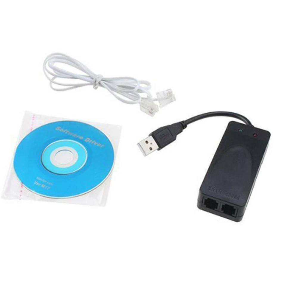 Dual RJ11 Port USB 56K External Dial Up Voice Fax Data Modem For Windows 7 8 10 - Image 2 of 4