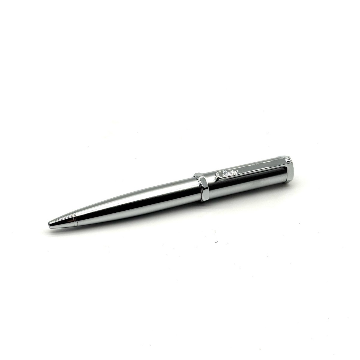 Cartier Silver Ballpoint Pen with Blue Cabochon Tip | Elegant