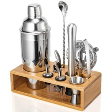 Cocktail Shaker Set 10-Piece Bartender Kit with Stand Bar Tools Mixing Jigger