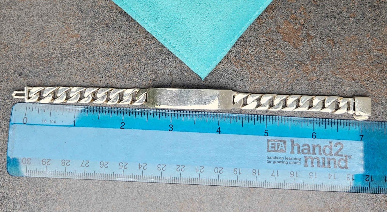 Tiffany & Co. Vintage Sterling Silver 925 Curb Link ID Tag Bracelet 7" Modernist