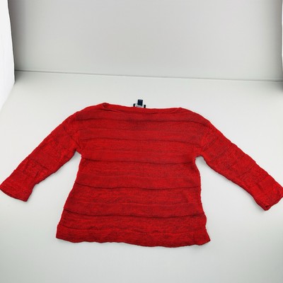 Chaps Strickpullover rot Baumwollmischung Damen Gr. M Langarm Pulli