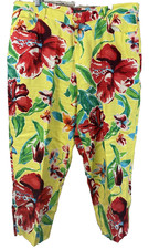 Ralph Lauren 100 Linen Coastal Floral Island Florida Woman Pants Size 18W