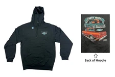 1967-72 Chevy C10 Pickup Hoodie - Black w/ Orange & Teal Trucks (Licensed)