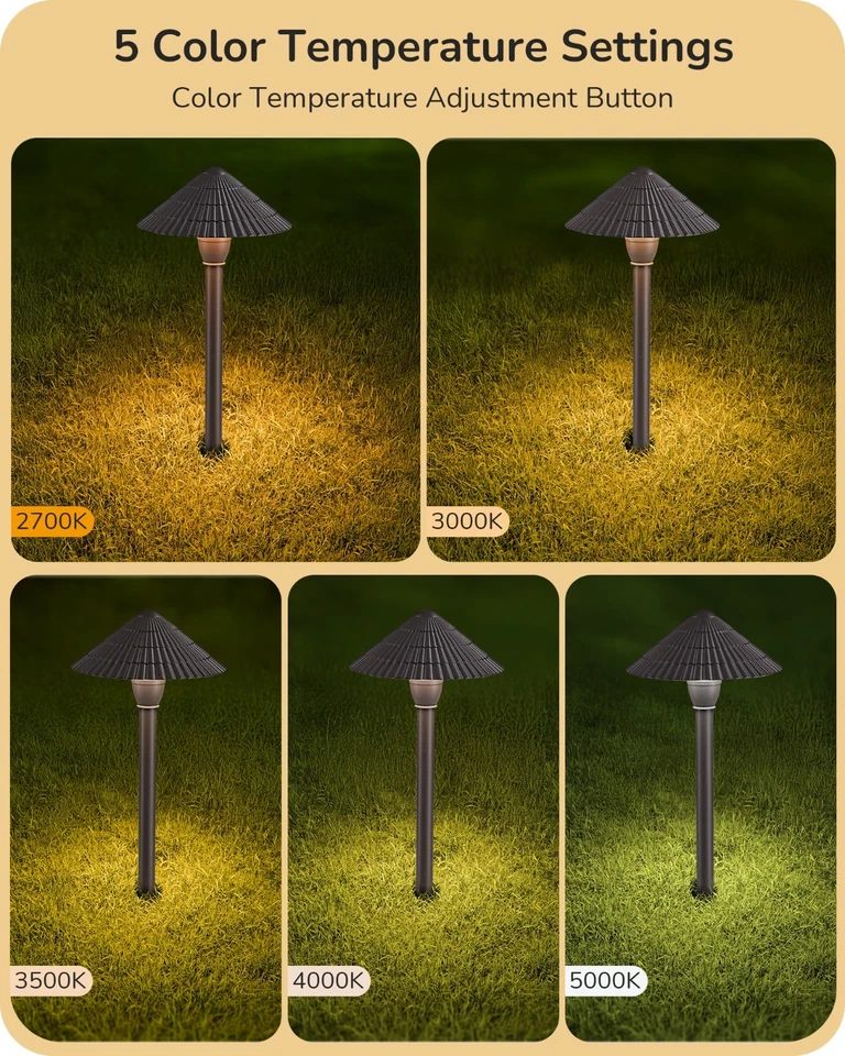 Paquete de 8 luces de camino de bajo voltaje EDISHINE 5CCT 12V LED iluminación de paisaje IP65 Foto 3 de 4