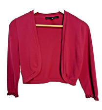 White House Black Market Pink Shrug Cardigan M Cropped 3/4 Sleeve Knit