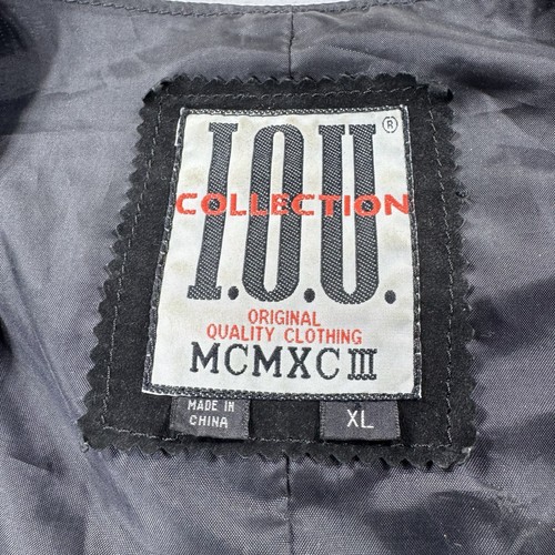 Vintage COLLECTION I.O.U. Black Y2K HipHop Leather Vest Size XL Retro Western - Picture 6 of 10