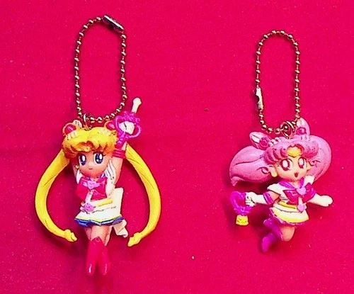 Lot of 2 Sailor Moon Keychains - 1988 - Naoko Takeuchi - PVC Figure