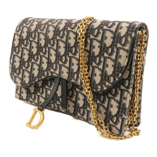 Borsa a tracolla CHRISTIAN DIOR CD GHW catena sella tela jacquard obliqua blu - Foto 3 di 15