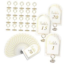 Wedding Table Numbers 1-20, 20 Gold Tables Number Cards 1-20 Standard White