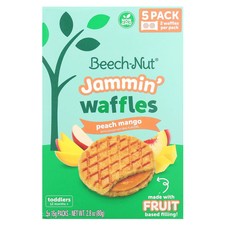 Jammin' Waffles, 12 Months, Peach Mango, 5 Packs, 0.56 oz 16 g Each