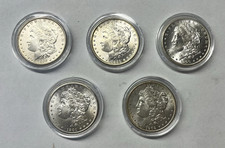 Lot of 5 1878-1893 CC Morgan American Silve r Dollars-Uncirculated Mixed Dates✈️