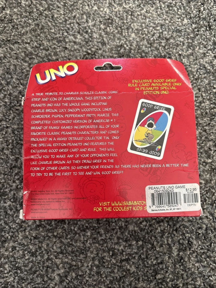 UNO Peanuts Special Edition Card Game in Deluxe Collector Tin – 2002. NIB. - Image 2 of 3