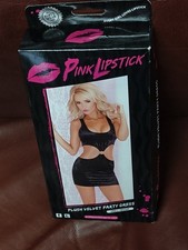 NIB PINK LIPSTICK BLACK VELVET MINI DRESS BLACK VELVET SMALL/MEDIUM