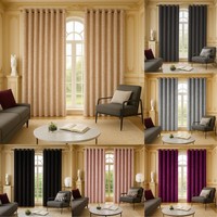 Luxury Crushed Velvet Curtains Eyelet Ring Top Fully Lined Ready Made Pair Panel