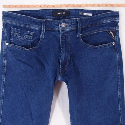 Mens Replay M914 ANBASS Stretch Slim Tapered Blue Jeans W35 W36 L30