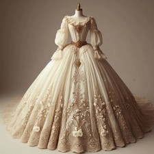 Luxury 18th Century Vintage Victorian Wedding Dresses Embroidered Corset Lace
