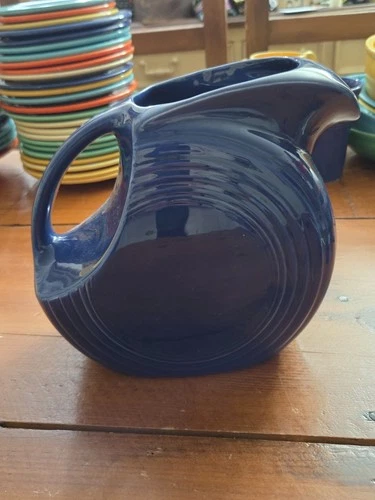 FIESTAWARE HLC Disk Water Pitcher Cobalt Vintage Marked (OLDER)