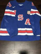  Team USA Game Worn Hockey Jersey #19 Trethewey Rare Nike Swift Penguins Boston
