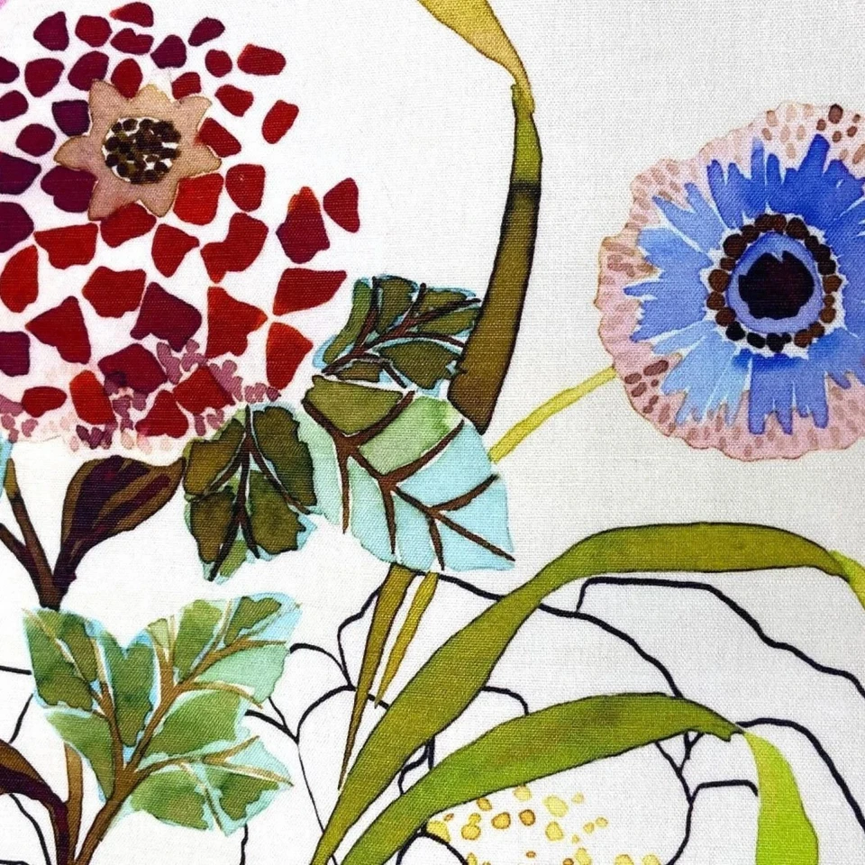 Floral TECHNICOLOR Home Decor Linen Drapery Upholstery Pillow Sewing Fabric BTY - Image 4 of 4