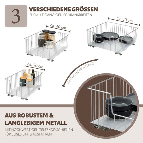 bremermann Schrank-Korbauszug 30 cm Breite // Boden-Teleskopschublade mit Einleg - Bild 6 von 7