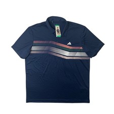 Adidas Polo Shirt Mens XL Navy Core Chest Stripe Moisture Wick Performance Golf
