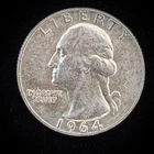 1964 Washington Quarter 90% Silver $0.25 FV Circulated Pre-1965 US Coin - 21-77