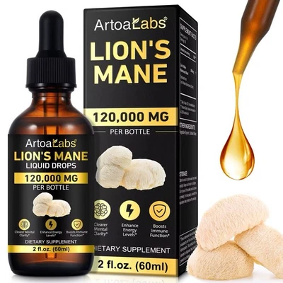 ARTOALABS Lions Mane Tincture - 100% Natural Extract Mushroom Liquid drops 60ml