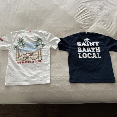 MC2 Saint Barth Local T-Shirt in White and Blue size 6 Kids 100% Cotton Italy