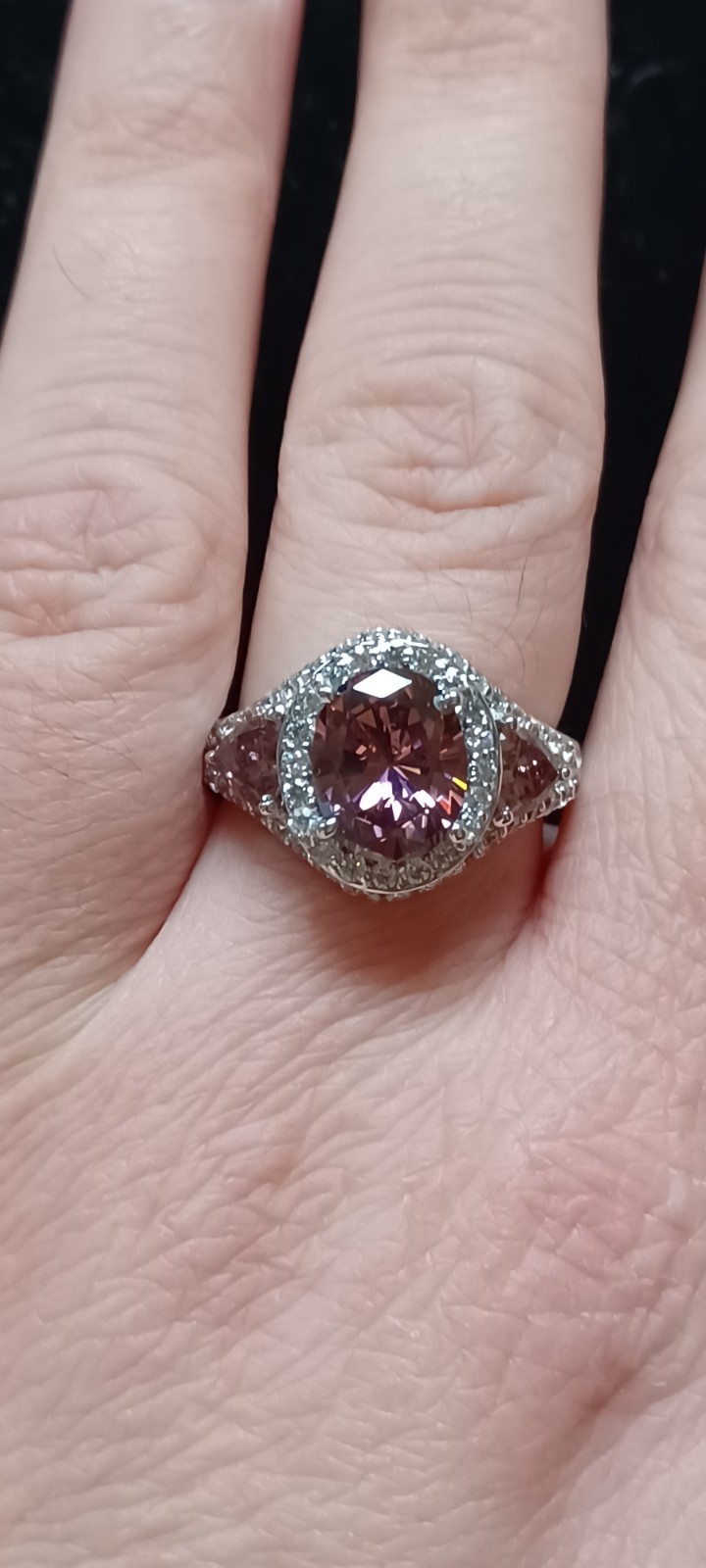 NEW QVC Diamonique Erica Courtney Size 7 Brooklyn Pink 925 Sterling Silver Ring 