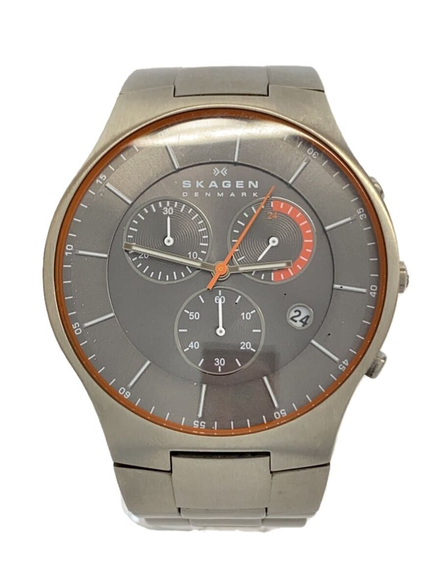 【美品】SKAGEN 腕時計 SKAGEN SKW6076 Quartz Titanium Analog Watch Brown Leather
