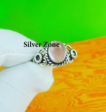 Rose Quartz Gemstone 925 Sterling Silver Handmade Jewelry Ring Size 5 to 13