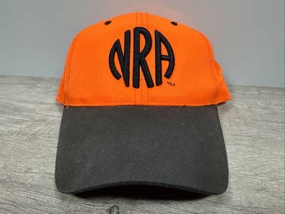 NRA Blaze Orange Hunting Baseball Hat Hook Loop OSFM Embroidered Logo