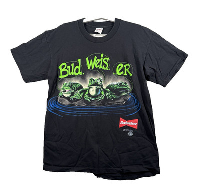 Budweiser Shirt Unisex Large Black Frog Your Pad or Mine 1995 Vintage Breweriana