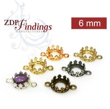 10pcs Quality Cast 6mm Round Bezel Cups Connectors, Choose y - ZDP Findings USA