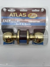 Atlas Home Security Locking Interior  Bed And Bath Round Knob NEW