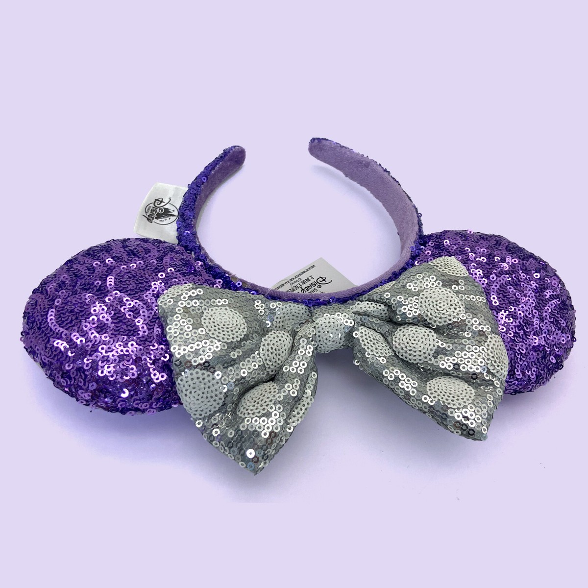 Disney.Parks Minnie Mouse Headband Ears Purple Silver Bow 