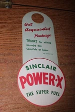 1950's Sinclair Power X Super Fuel Coca Cola Bottle Topper Tag NOS