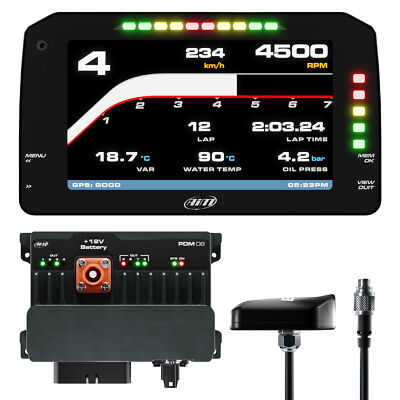 AiM PDM08 Advanced PDM / Data Logger - With 2m GPS (Roof) + 6 Inch Display Opt