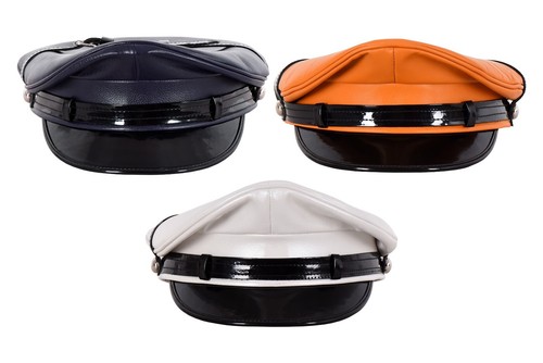 Gorra Bluf de Cuero Genuino Ejército Muir Motociclista Negro Pico Policía Estilo Militar - Imagen 1 de 13