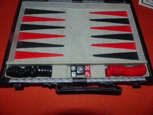 Backgammon im kleinen Kunstleder Koffer Reise Set griffige Steine 28 x 20,5 cm - Bild 2 von 16