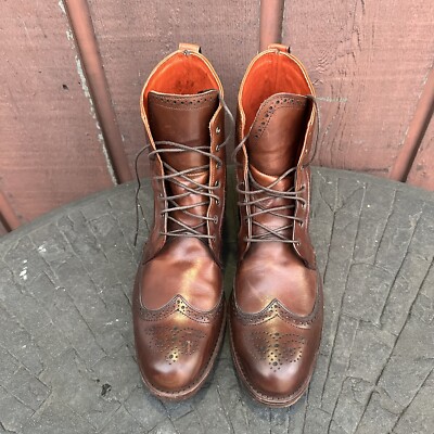 Allen Edmonds Mens DALTON Brown Leather Wingtip Dress Boots  display picture 2