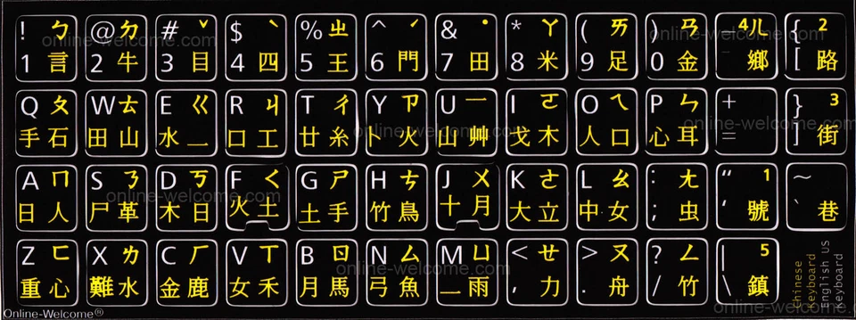 Chinese Non Transparent keyboard sticker  Black Background Online-Welcome - Image 2 of 4